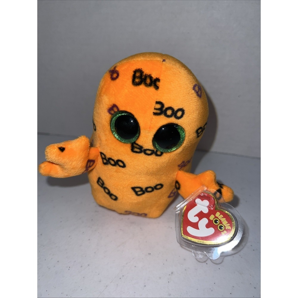 Ty Beanie Boo Halloween Limited Edition Orange Ghoulie Ghost 6" Stuffed Plush